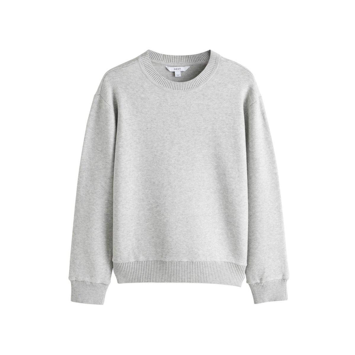 Haut ras du cou aspect maille manches longues gris, NEXT