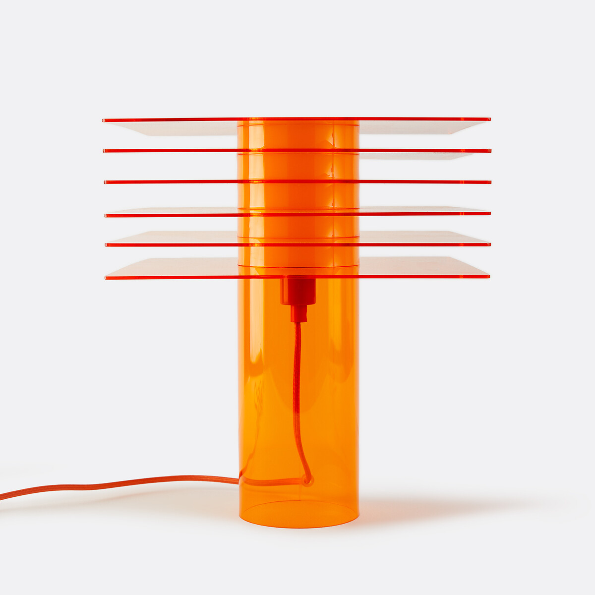Lampe à poser, en plexiglass et verre opalin, POLY orange, LA REDOUTE INTERIEURS