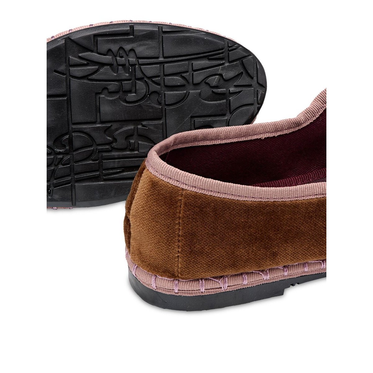 Ballerine Mary-Jane in velluto Balthasar marrone/rosa, FLABELUS