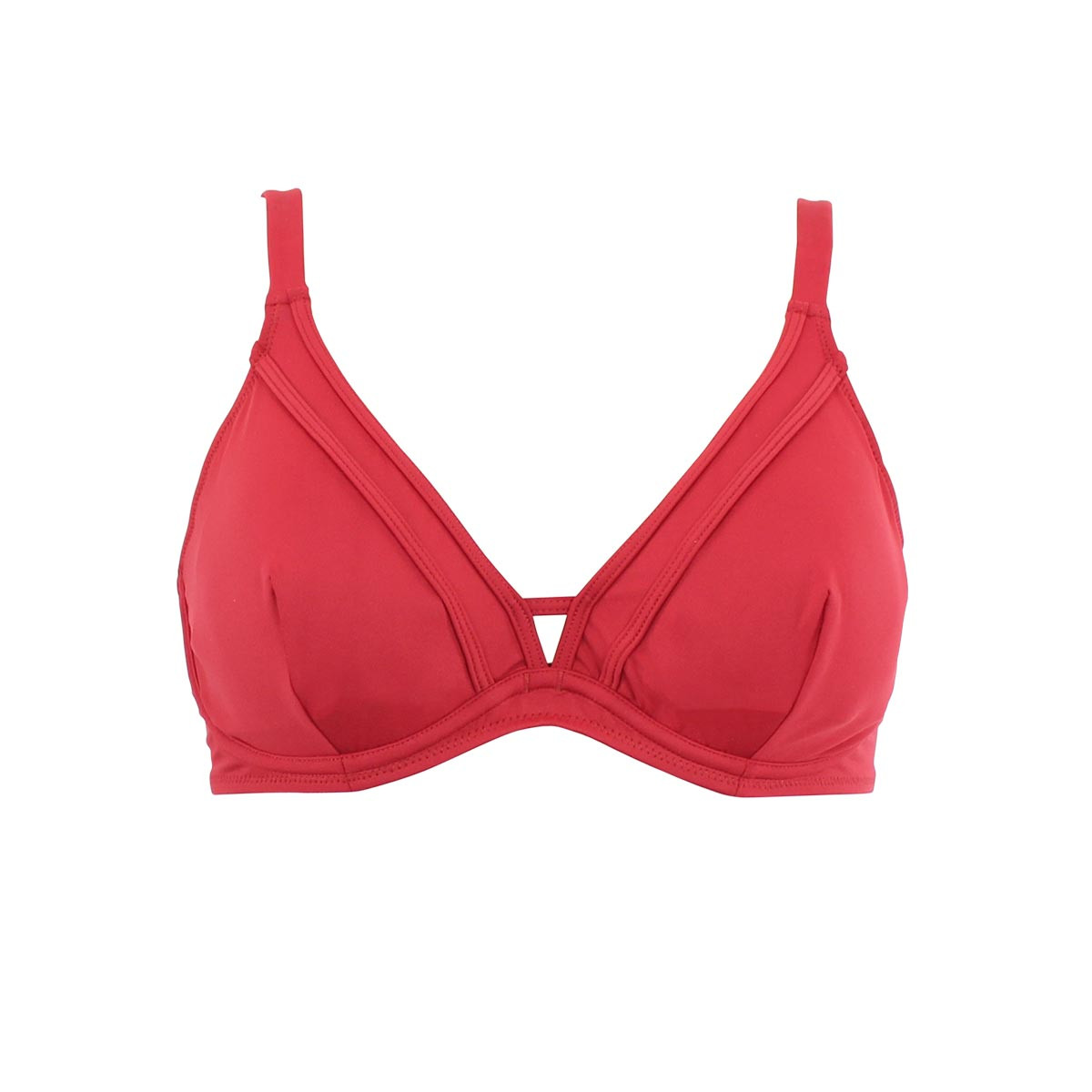 Haut de maillot triangle à armatures GRACE rouge, JANINE ROBIN