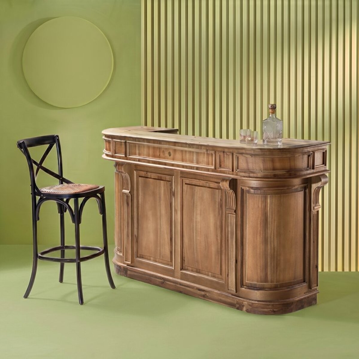 Comptoir bois massif vieilli - ESTAMINET bois foncé, SIGNATURE