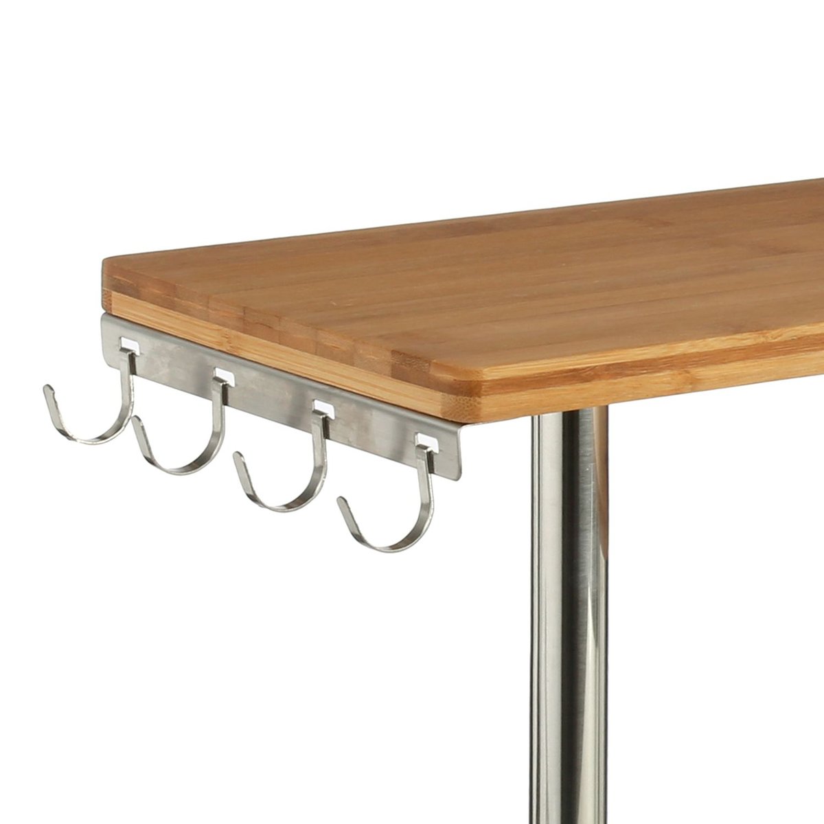 Etagère d'angle 3 niveaux avec crochets en bambou beige, SECRET DE GOURMET