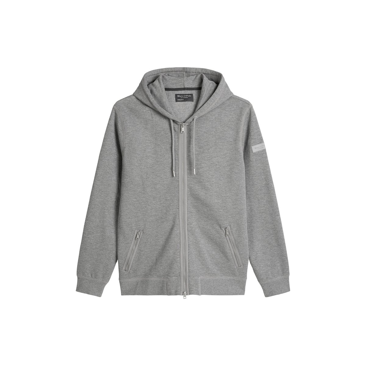 Sweat à capuche DfC regular en sweat doux en coton bio gris, MARC O'POLO