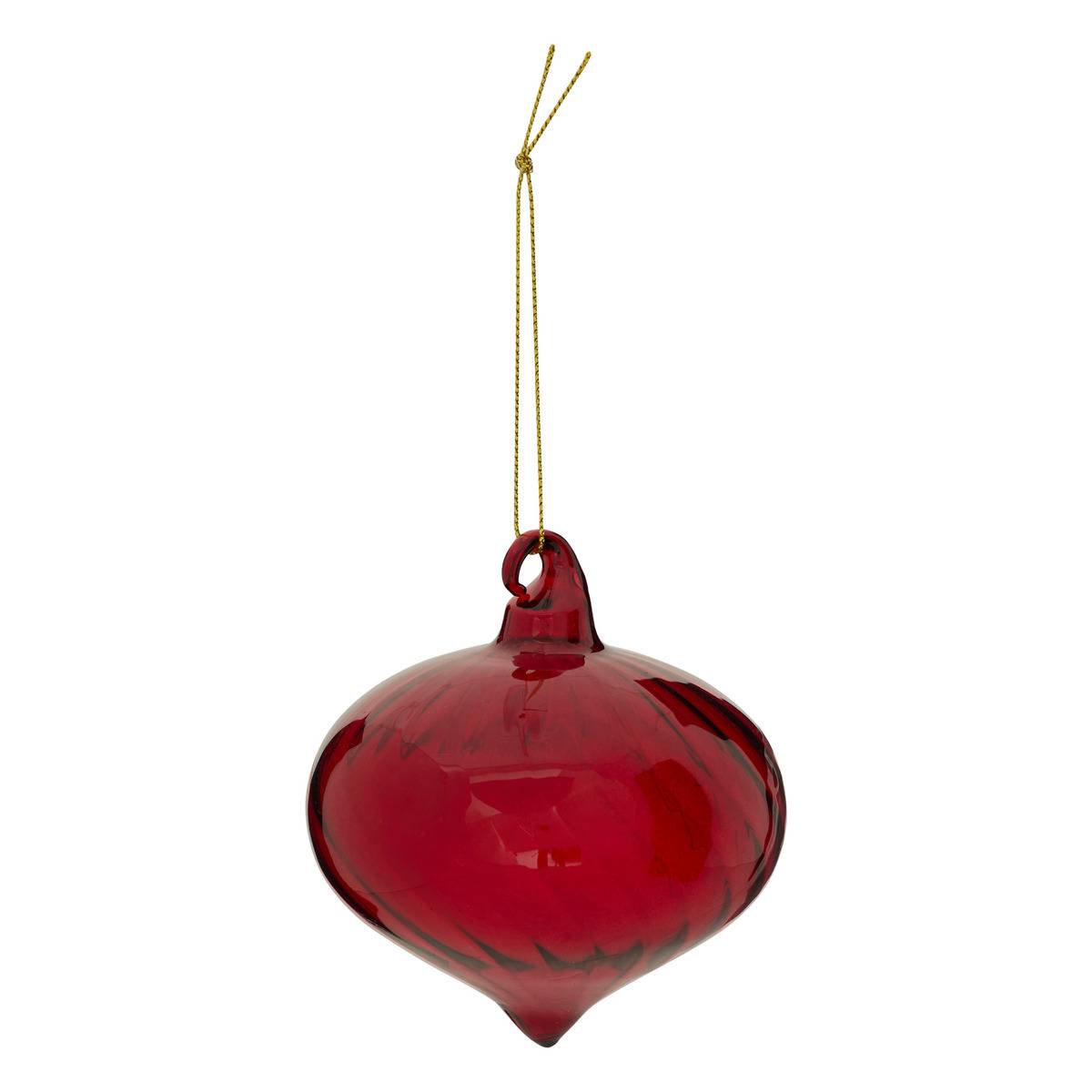 Boule verre forme goutte D.8 cm rouge, ATMOSPHERA