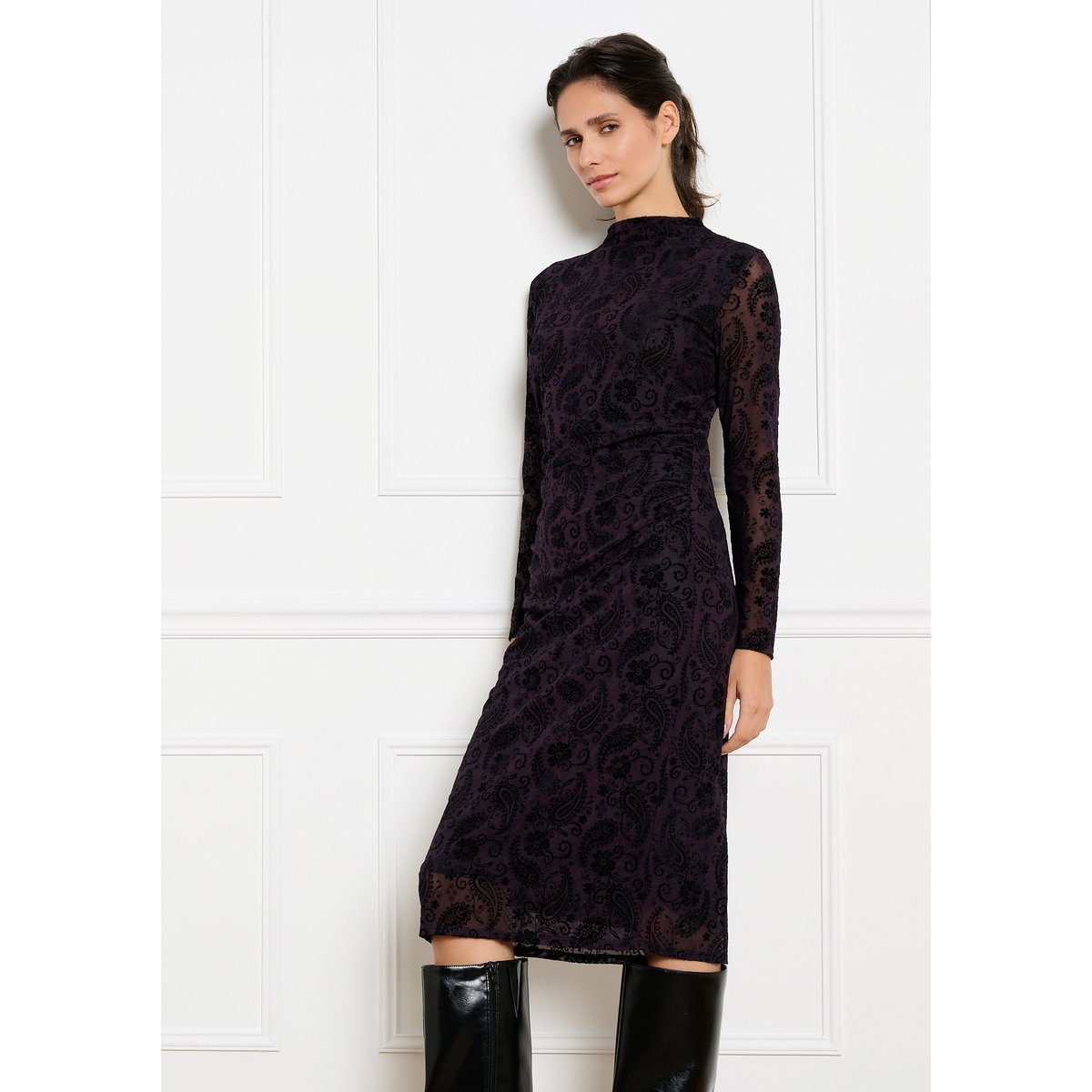 Robe en résille motif cachemire purple, LOLALIZA