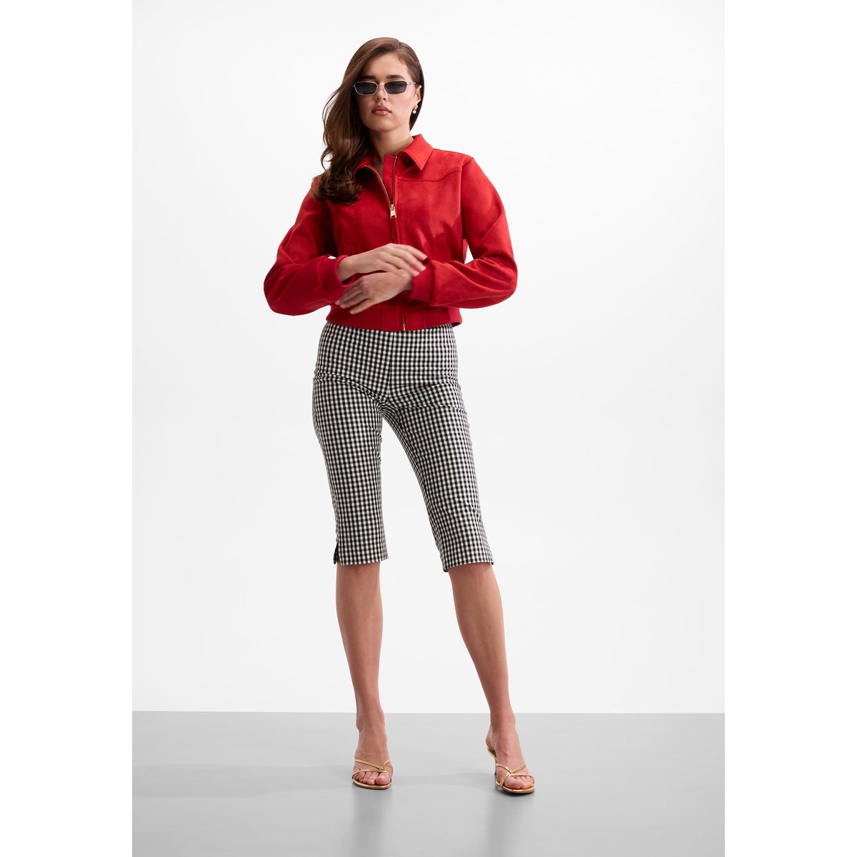 Veste Bomber En Daim rouge, GUESS