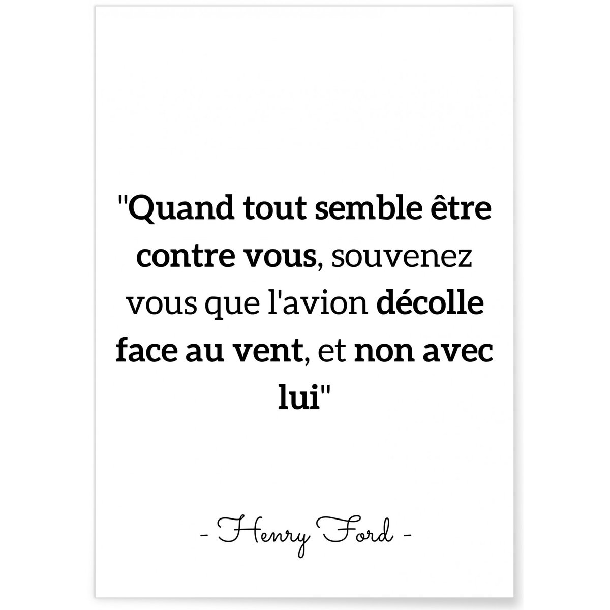 Poster Citation Henry Ford 'Quand tout semble être...' blanc, L'AFFICHERIE