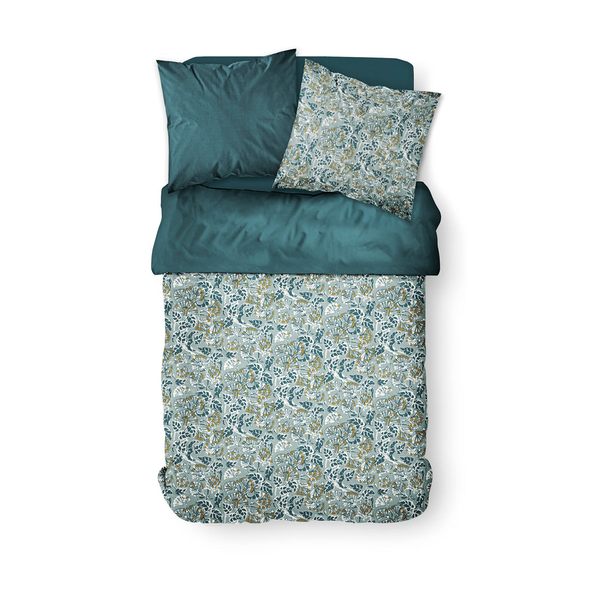 Parure de lit imprimé Rayures coton SUNSHINE EVE bleu, TODAY