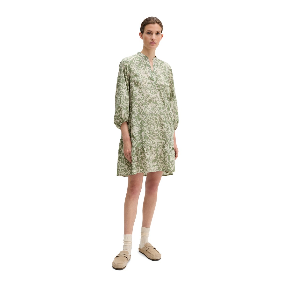 Robe d'été loose en popeline légère imprimée hellgrün, MARC O'POLO