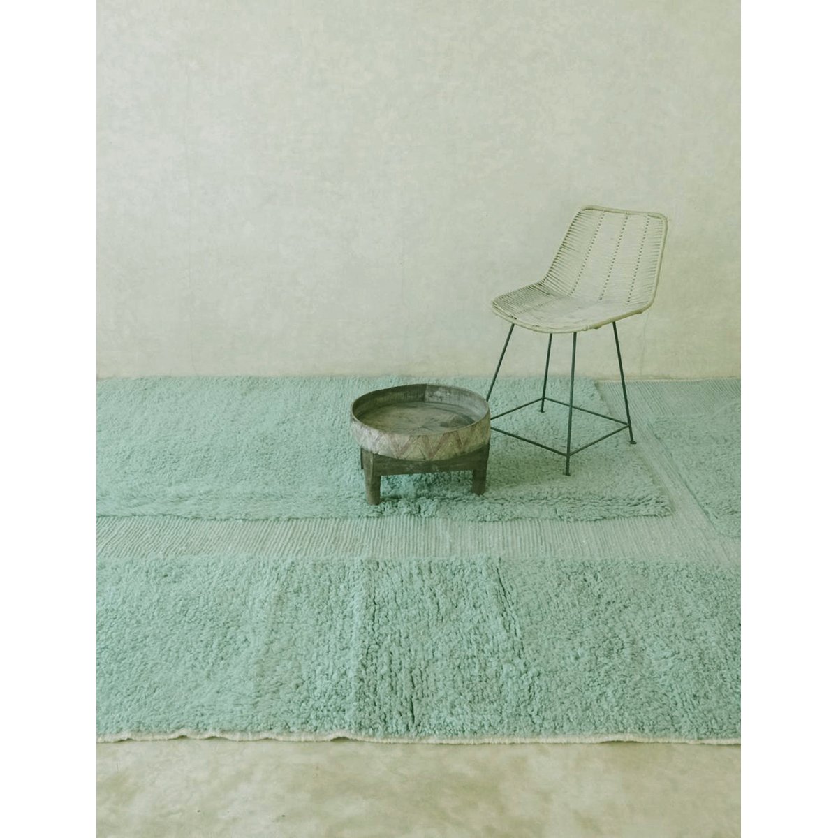 Tapis berbère graphique tissage en relief en laine 207 x 289 cm bleu naturel, AFK LIVING