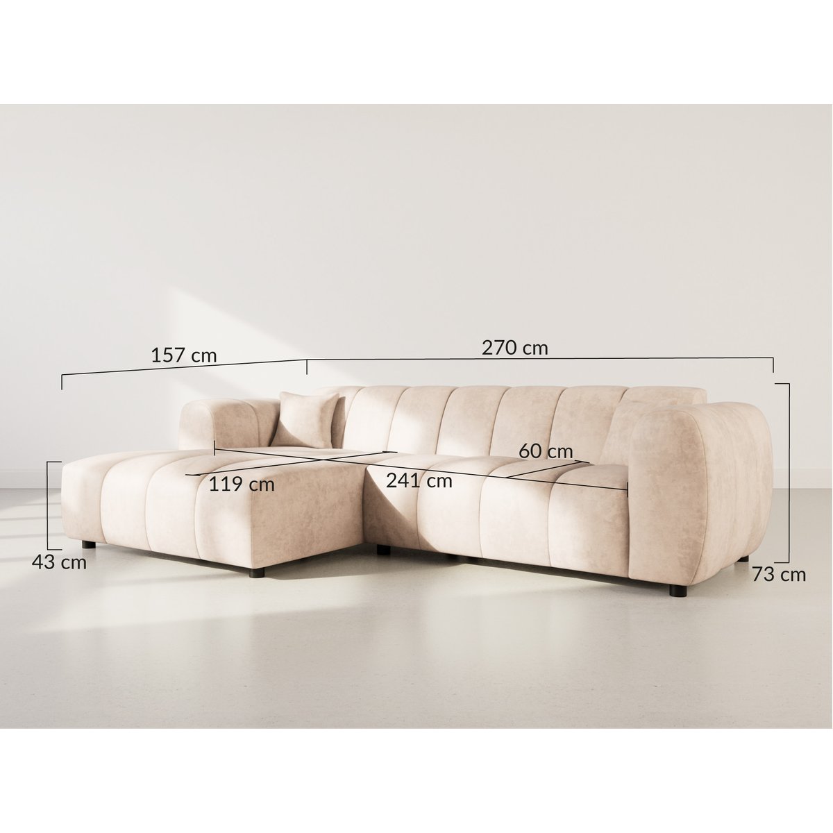 Canapé d'Angle gauche 4 places - CURTIS noir, BEST MOBILIER