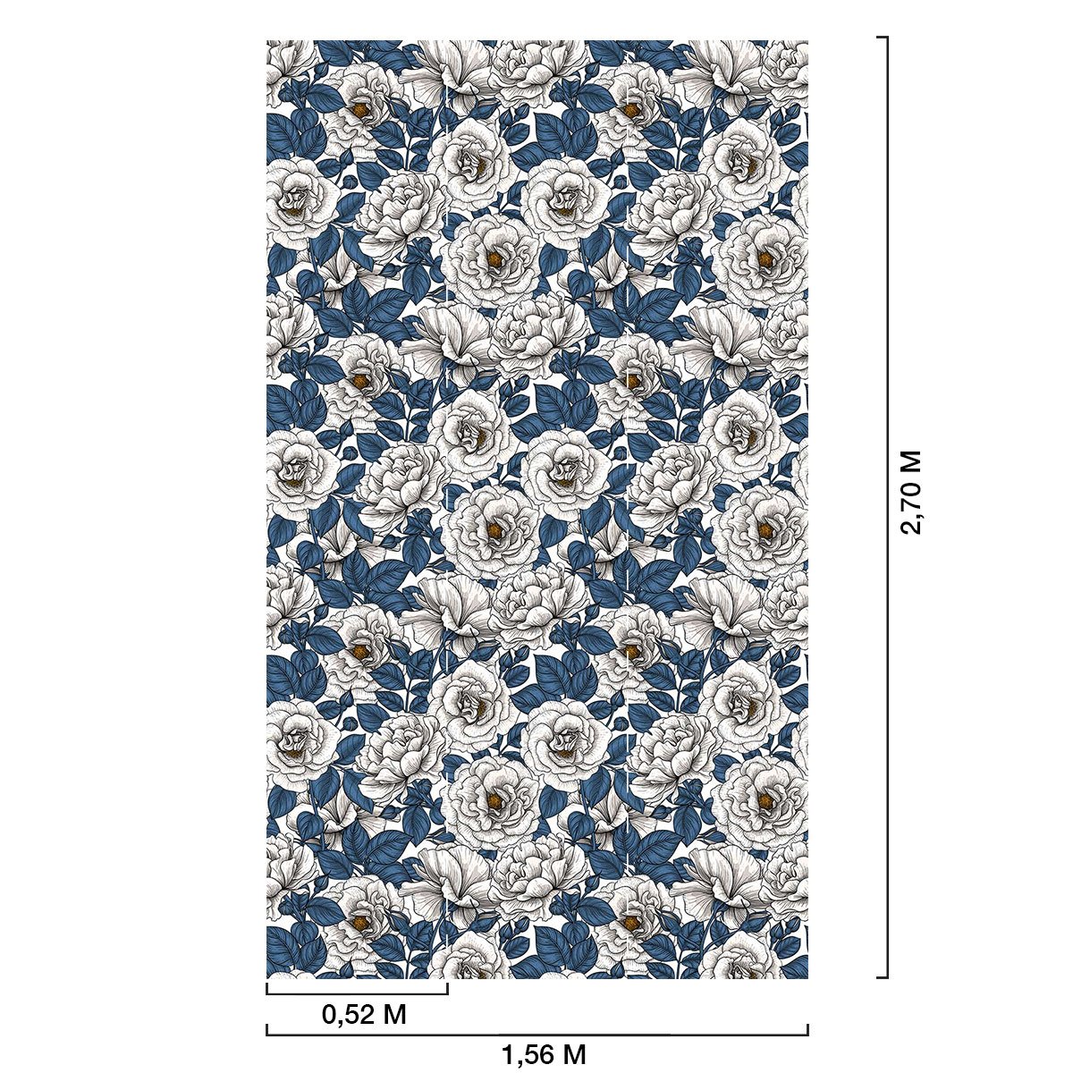 Papier peint campagnes bleu blanc intissé, HEXOA