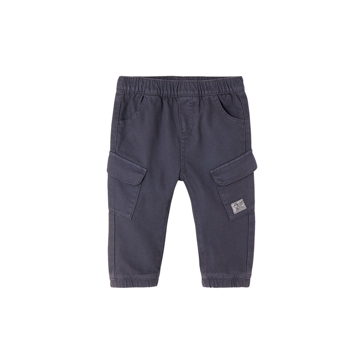 Ensemble sweat rayé + pantalon battle bébé DENIM FABRIC bleu ardoise, VERTBAUDET