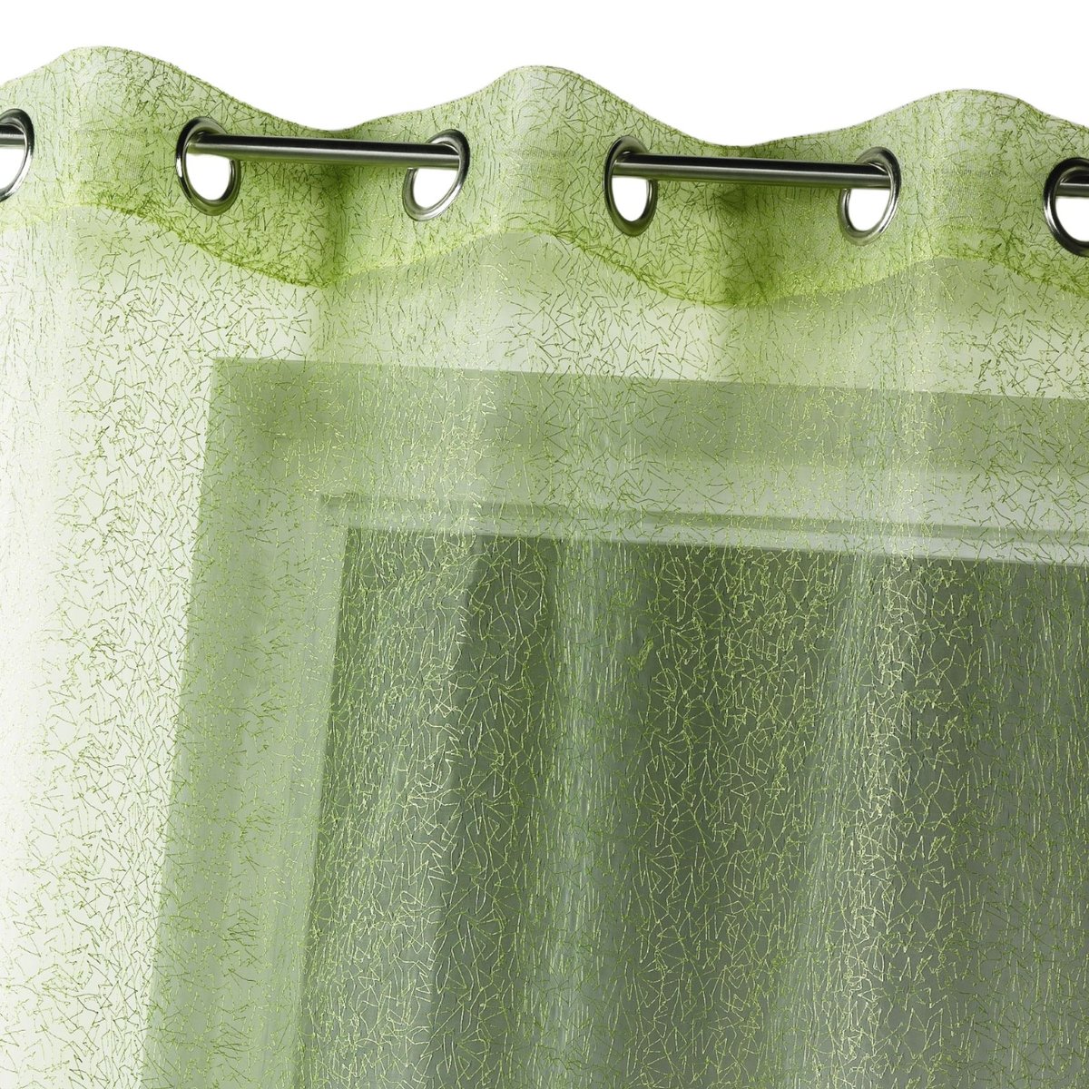 Voilage tamisant en organza brodé à œillets vert clair, HOME MAISON