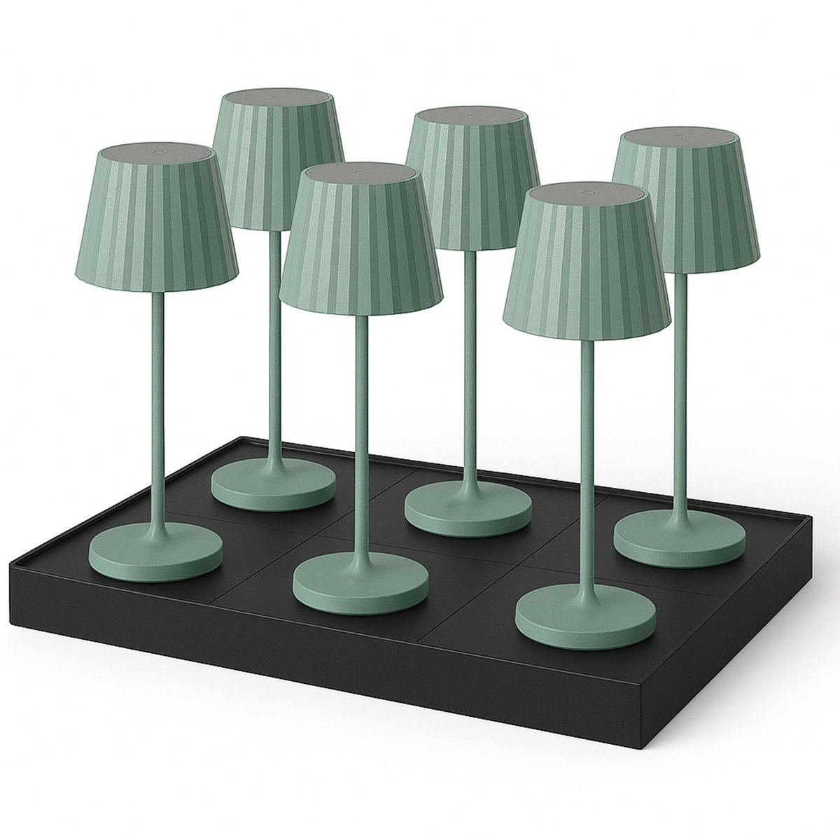 6 Lampe de table ABBY + Socle de charge vert, LUMISKY