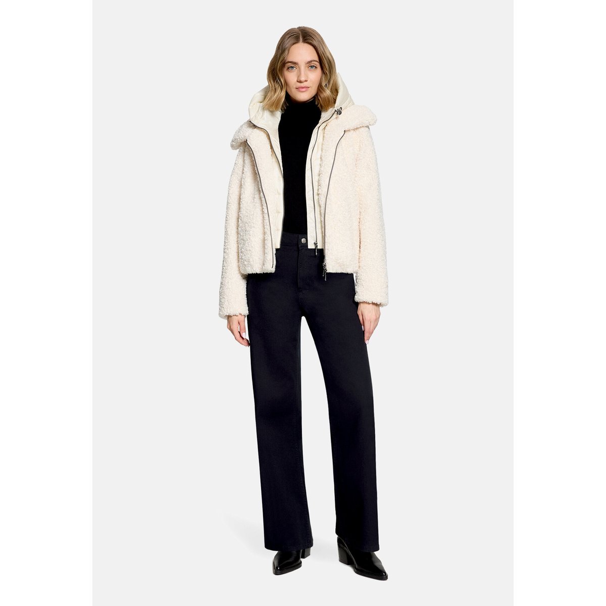 Veste en peluche avec partie veste sans manches amovible gris, AMBER & JUNE