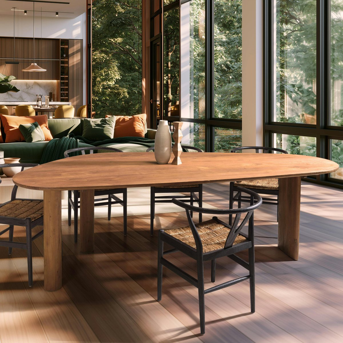 Table à manger 260x120cm en bois de teck recyclé SWING bois naturel, PIER IMPORT