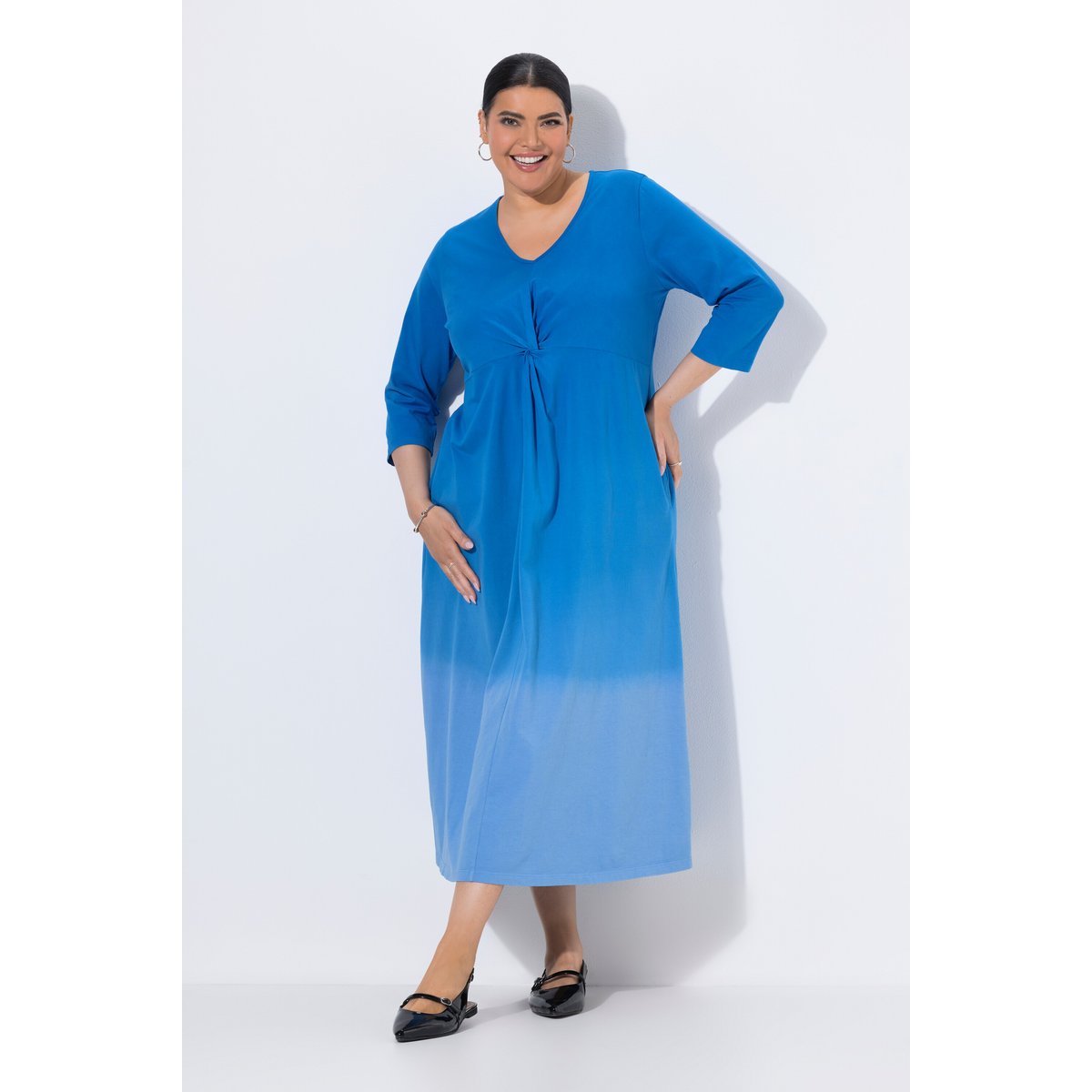 Robe en jersey motif batik bleu pigeon, ULLA POPKEN