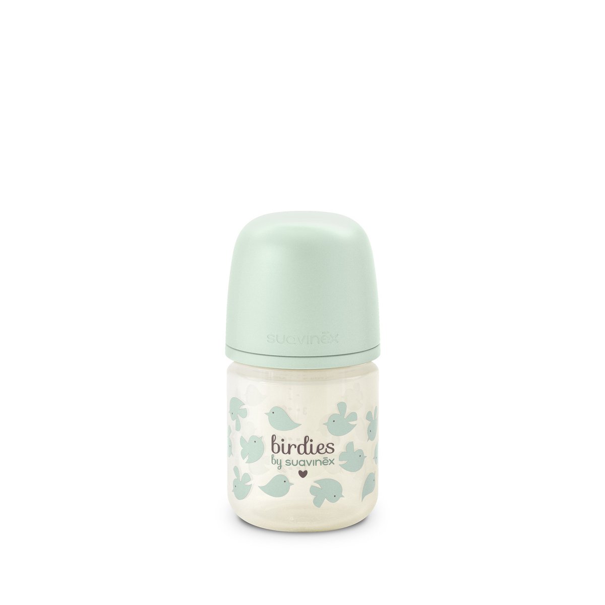 Biberon en verre avec tétine SX Pro 120 ml débit XS oisillons vert, SUAVINEX