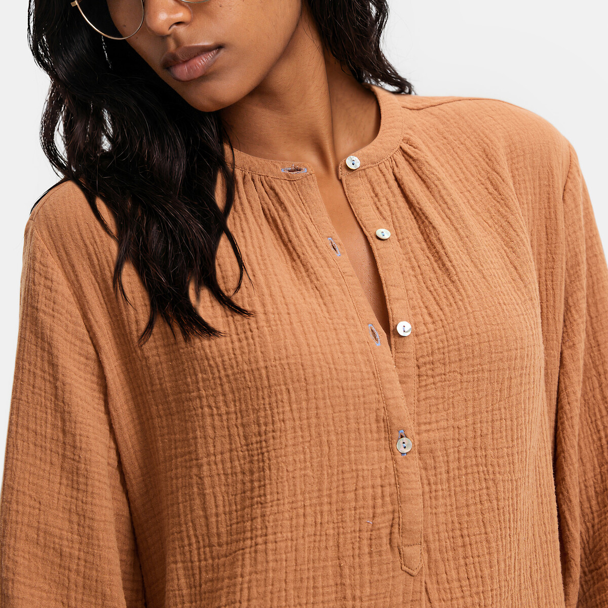 Signatures Margot Nightshirt in Cotton Muslin caramel             , LA REDOUTE COLLECTIONS
