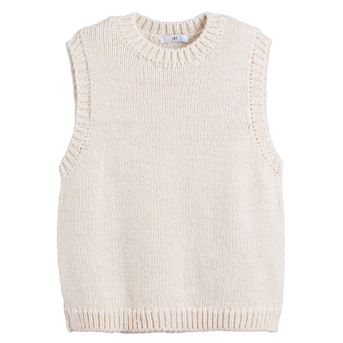 Trui zonder mouwen, ronde hals ecru, LA REDOUTE COLLECTIONS