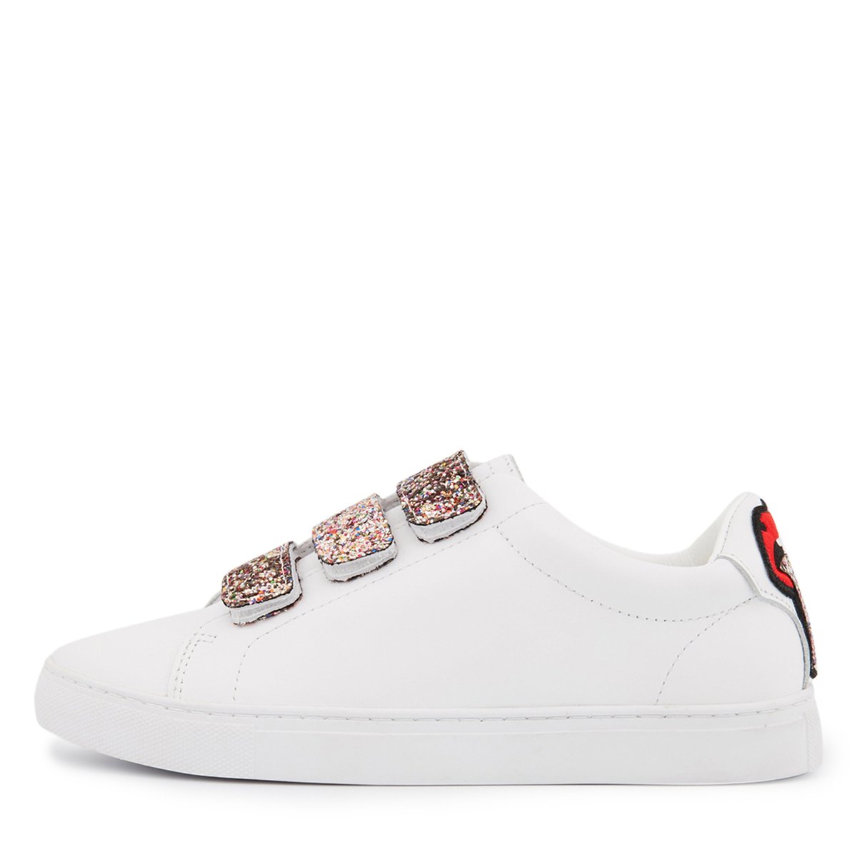 Baskets En Cuir Edith Glitter Tongue blanc, BONS BAISERS