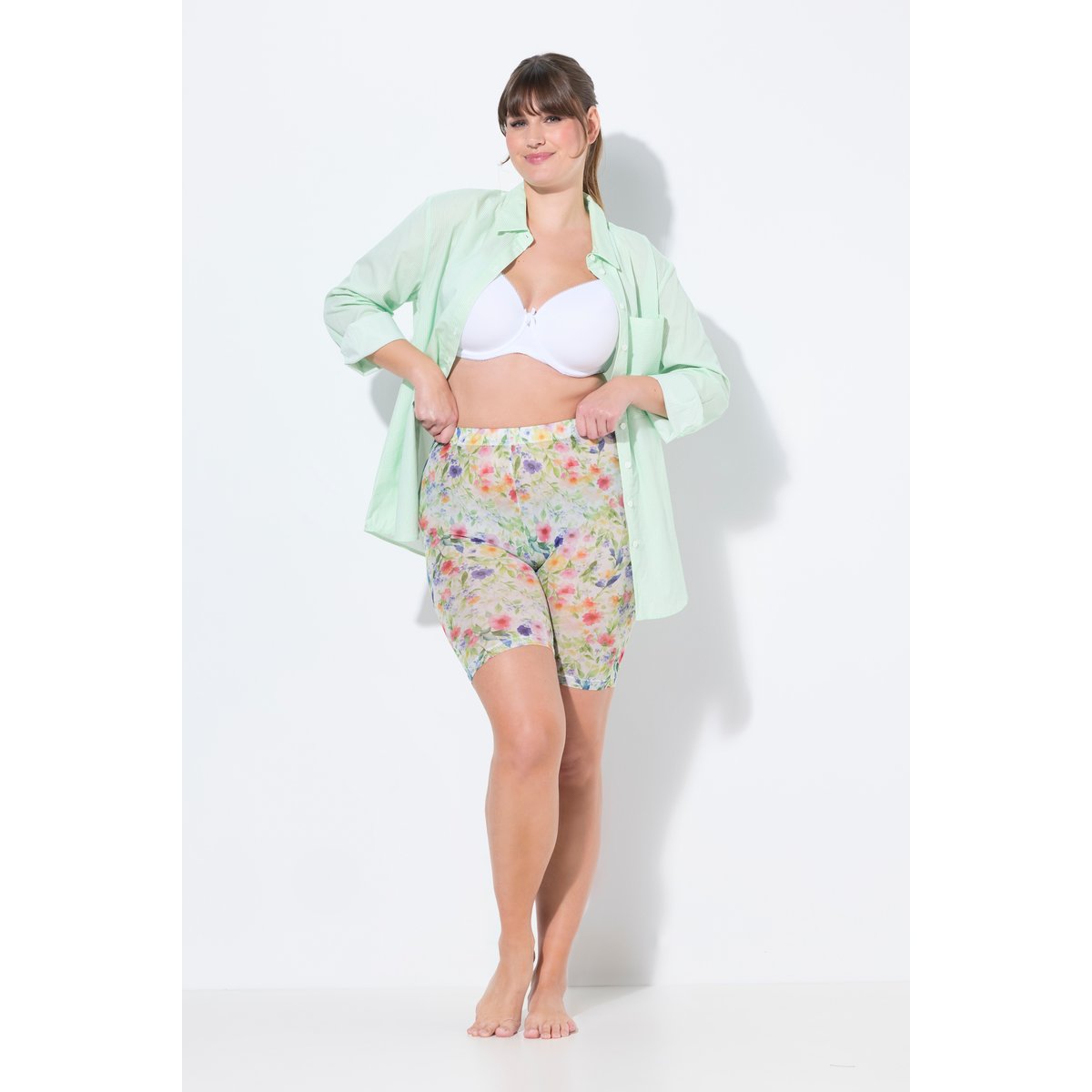 Panty en mesh. Imprimé à fleurs multicolore, ULLA POPKEN
