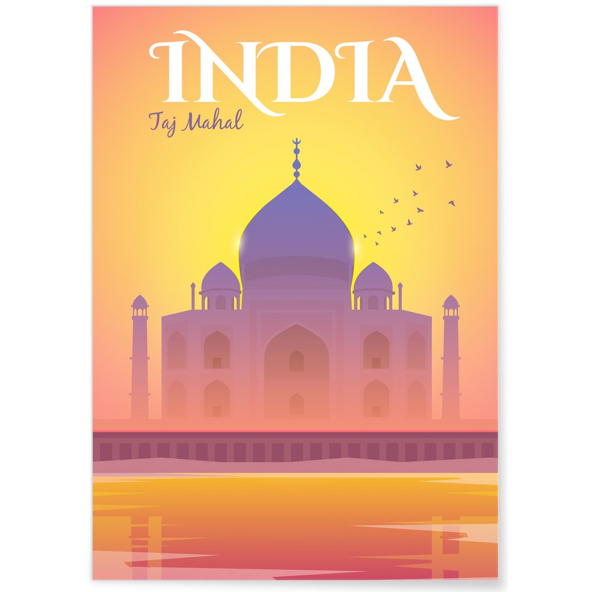 Affiche Inde, Taj Mahal blanc, L'AFFICHERIE