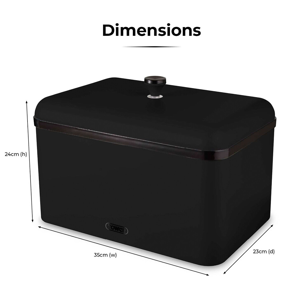 Sera Bread Bin with Smoked Trim black, TOWER