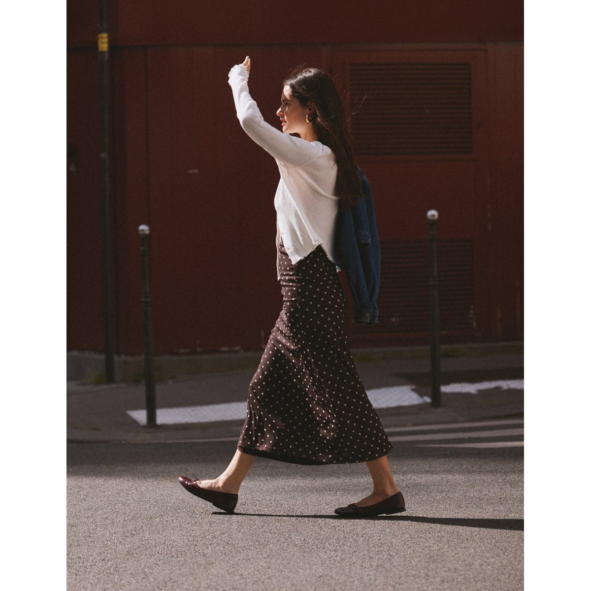 Ballerines PALEA cuir plissé verni bordeaux, ODAJE