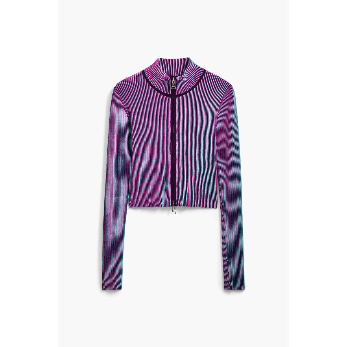 Veste en maille à double fermeture éclair rouge, DESIGUAL