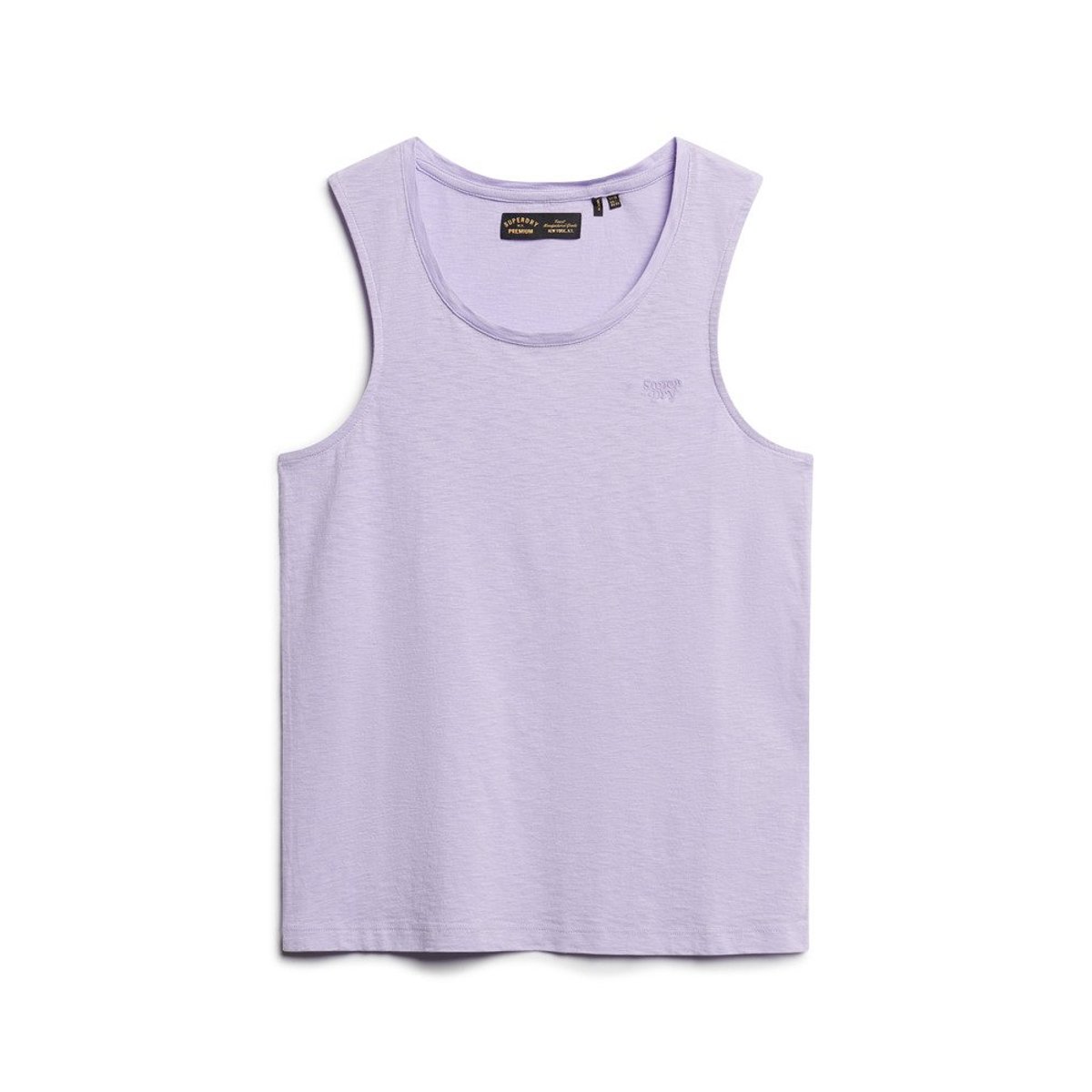 Débardeur décolleté rond, logo brodé violet lavande clair, SUPERDRY