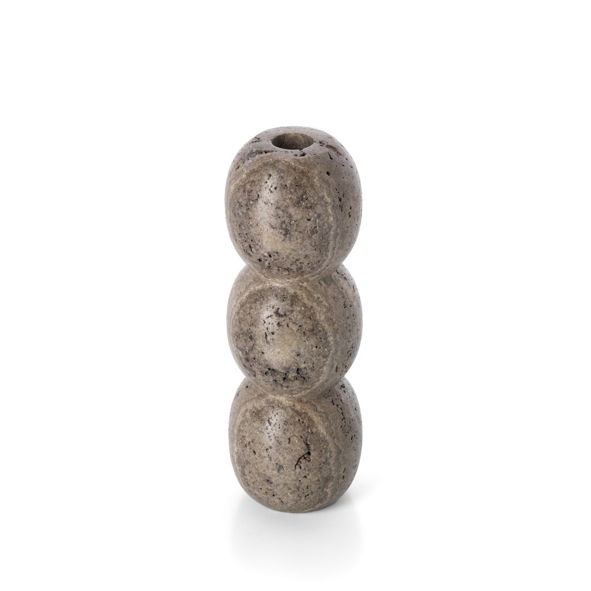 Bougeoir en travertin TRAVERTINE TOTEM gris, BAZAR BIZAR