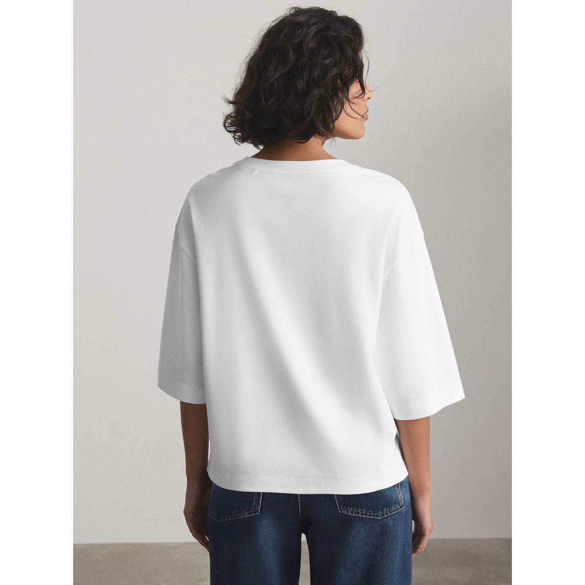 T-shirt droit ras du cou à manches courtes blanc, NEXT