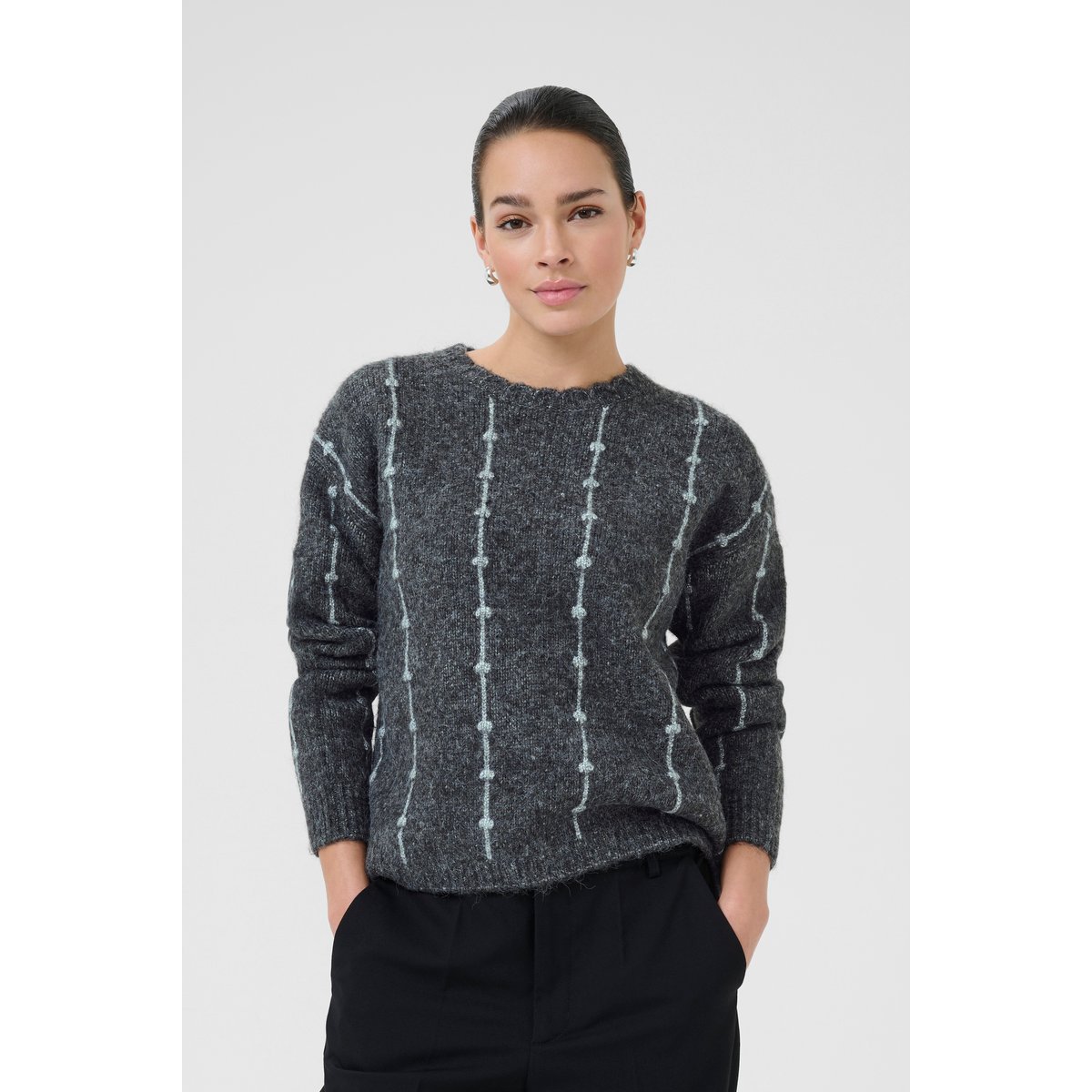 Pullover tricoté gris dark grey melange, KAFFE