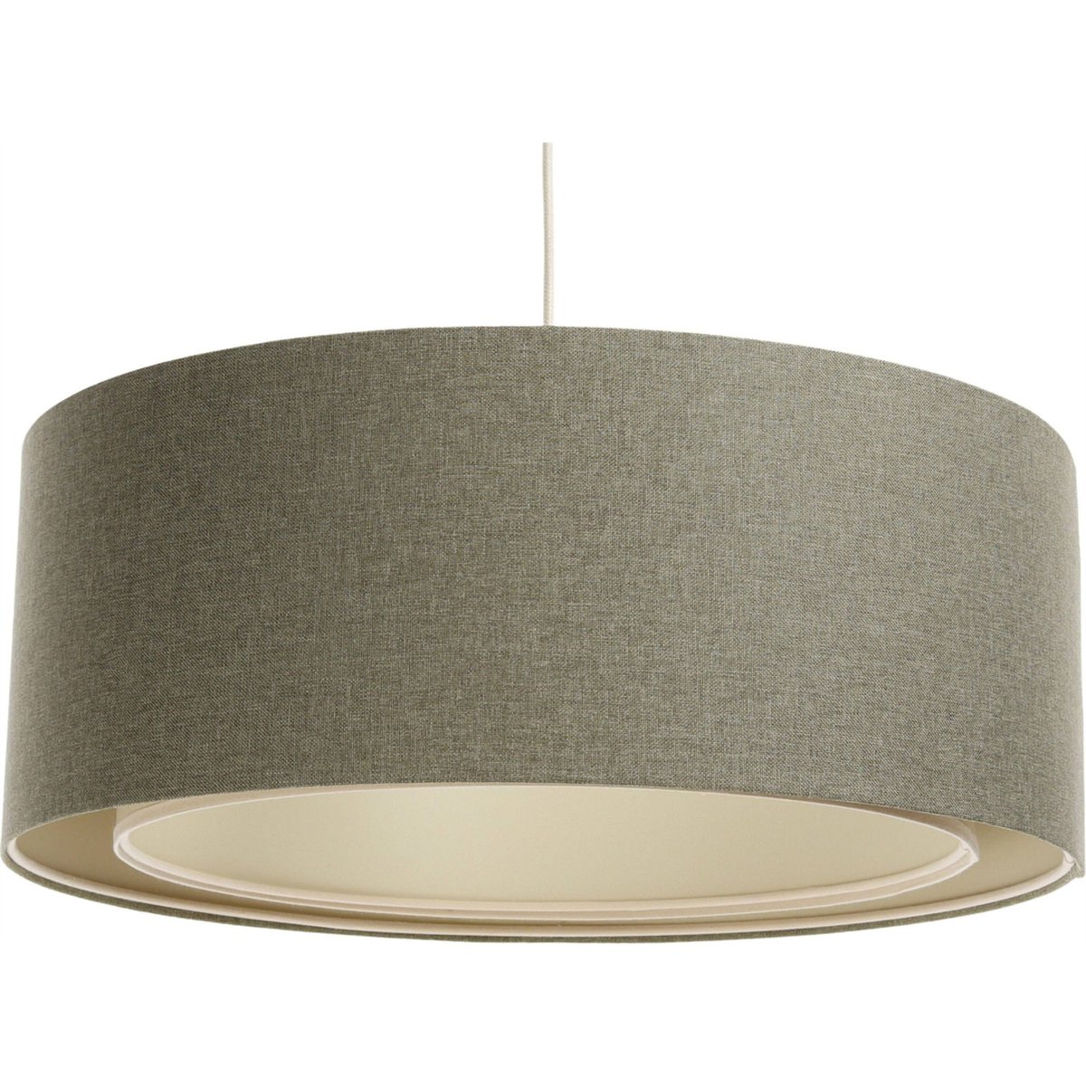 Suspension en tissu rond pour salon ou chambre Boho Elegant beige sable avec dessous crème, BPS KONCEPT