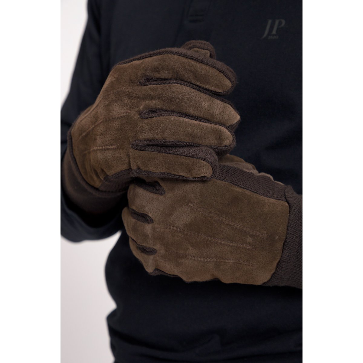 Gants en cuir suédé marron, JP1880