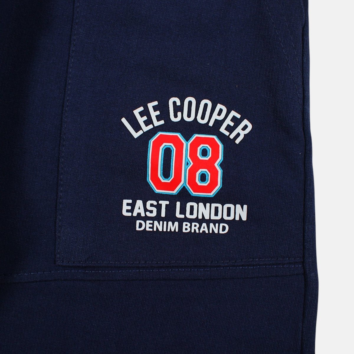 Bermuda molletonné à cordon et logo imprimé, coupe droite BADGE bleu marine, LEE COOPER