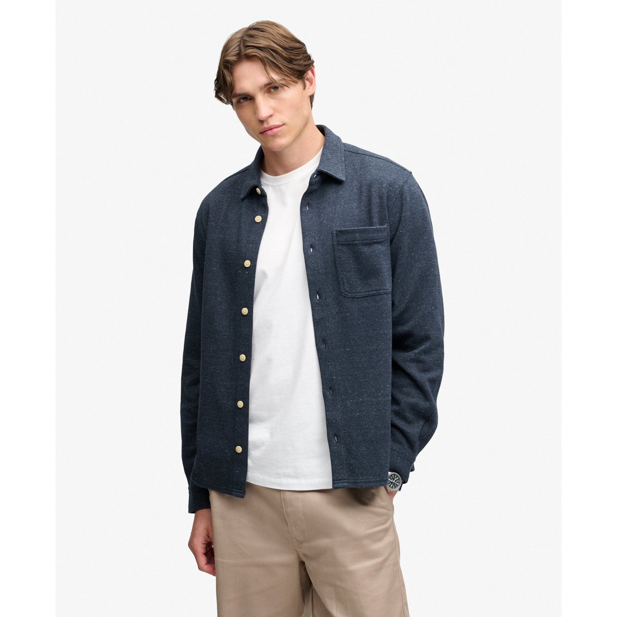 Chemise en Jersey Twill Tweed tweed bleu marine, SUPERDRY