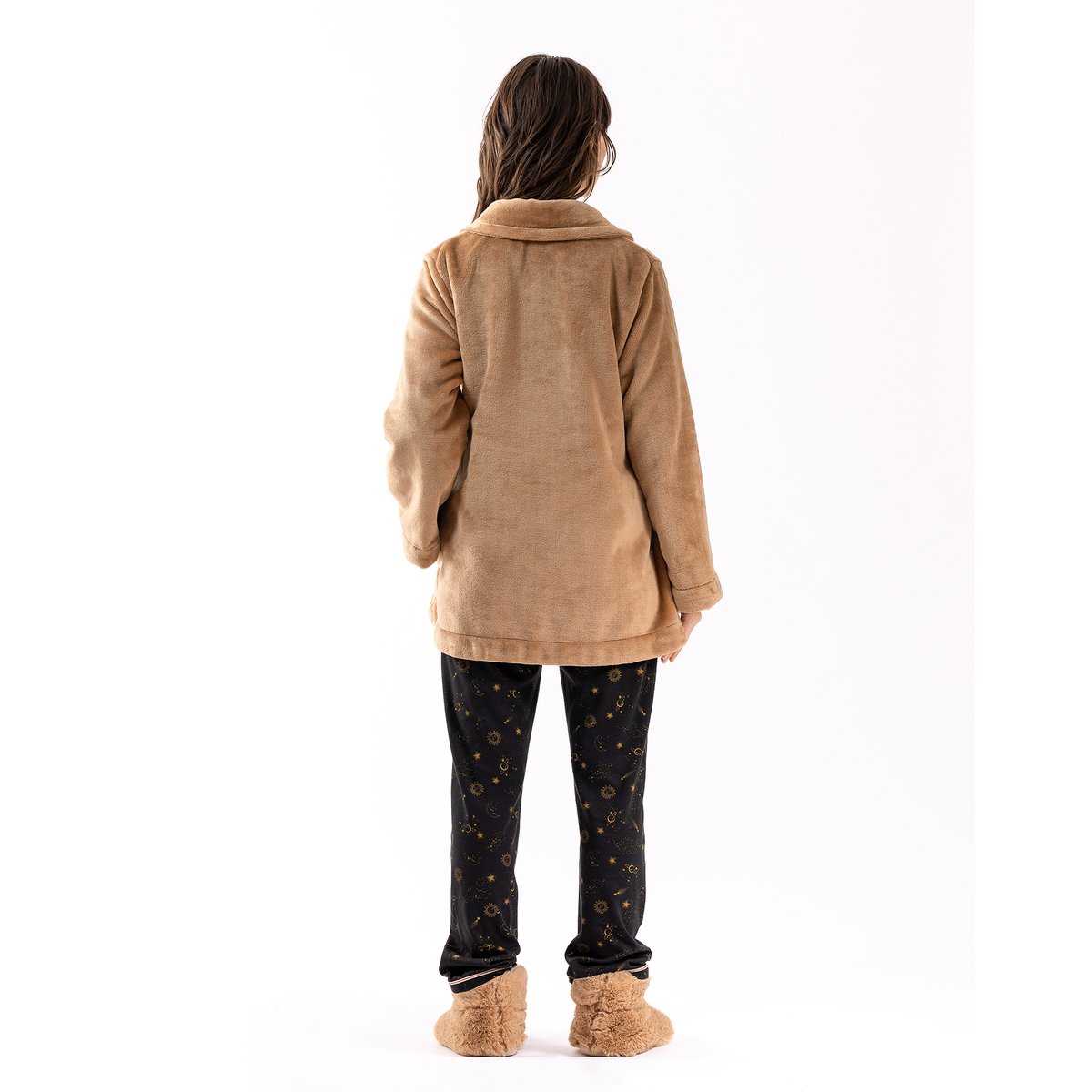 Veste en peluche flanelle ESSENTIEL H77A marron, LE CHAT