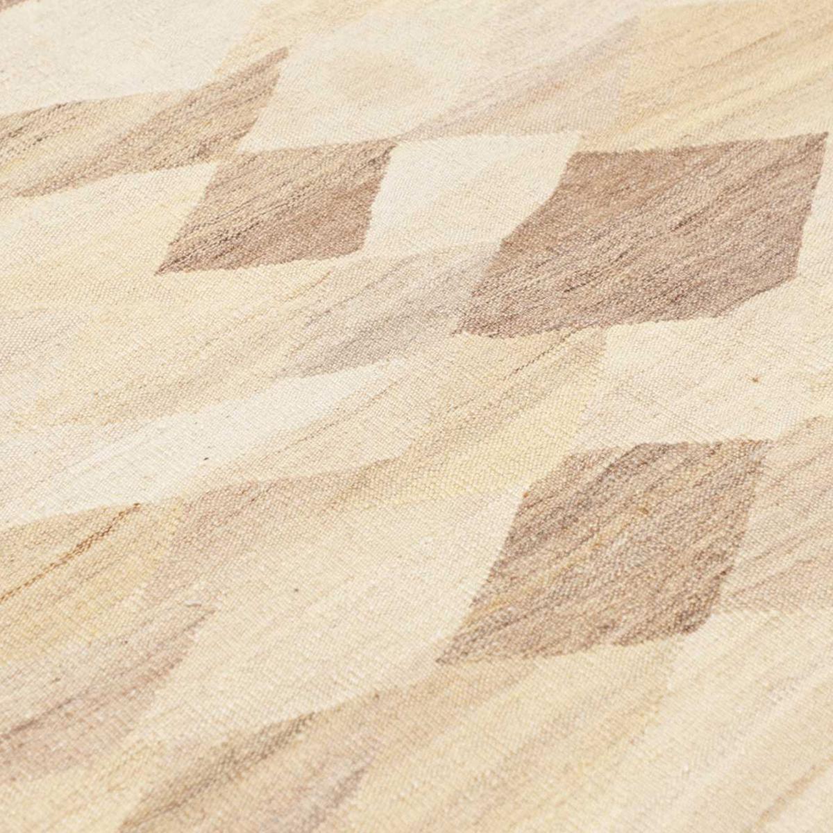 Tapis kilim, motif géométrique authentique, tissé plat, KELIM KU 4 crème, beige, UN AMOUR DE TAPIS