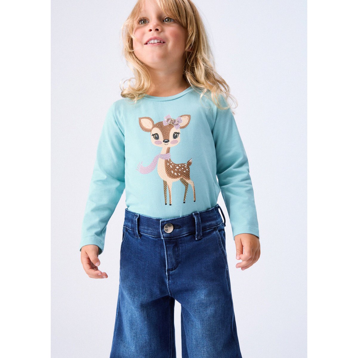 T-shirt en jersey avec imprimé bleu clair, LIU JO