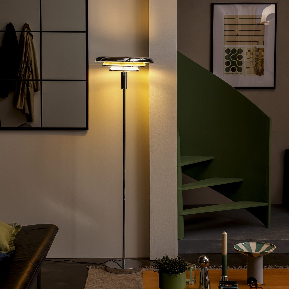 Lampadaire en acier, PRUNELLA gris / argent, INSPIRE