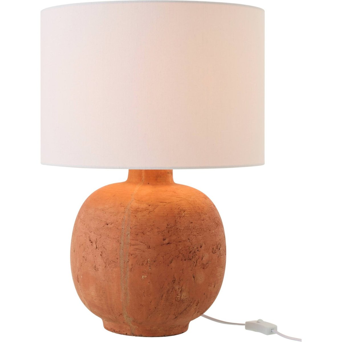 Lampe à poser boule en poterie terracotta et blanc, RECOLLECTION