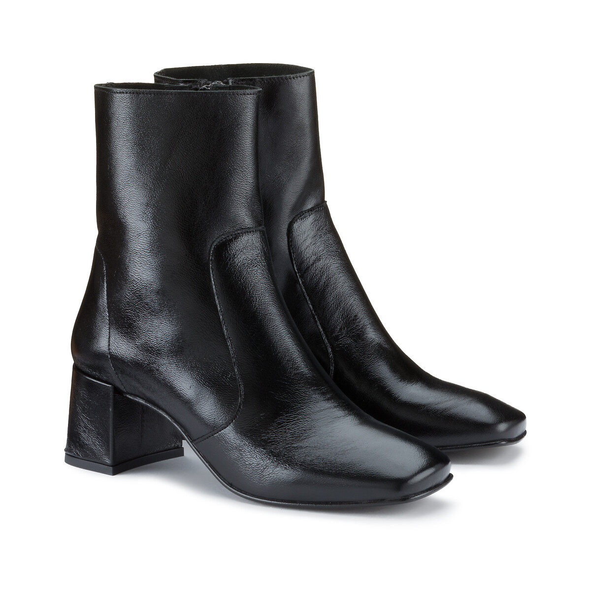 Bottines en cuir vieilli Amalric noir, JONAK