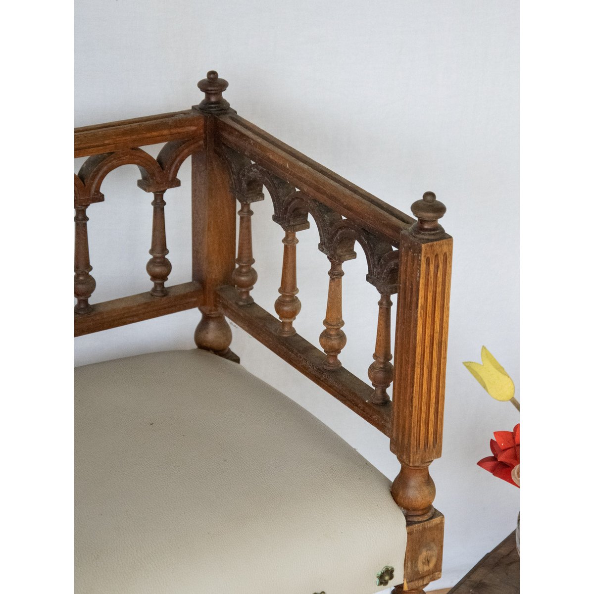 Chaise d'angle en cuir Claude N°882 - Bon état crème, DEBONGOUT