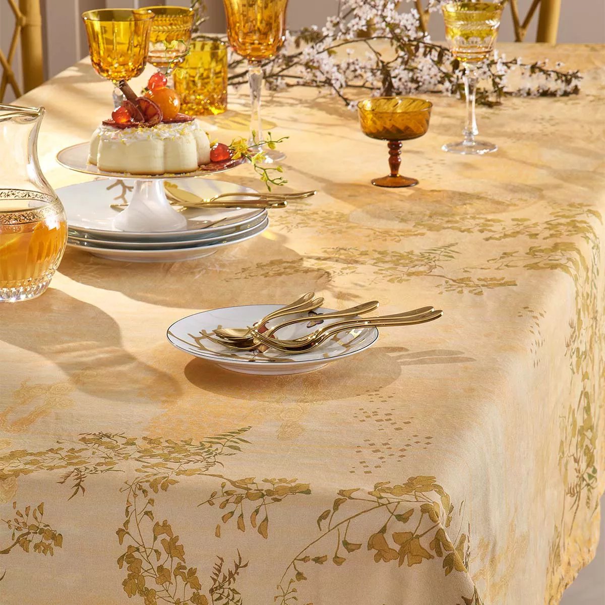 Chemin de table lin & coton lavé SOLEIL D'OR dore, GARNIER THIEBAUT