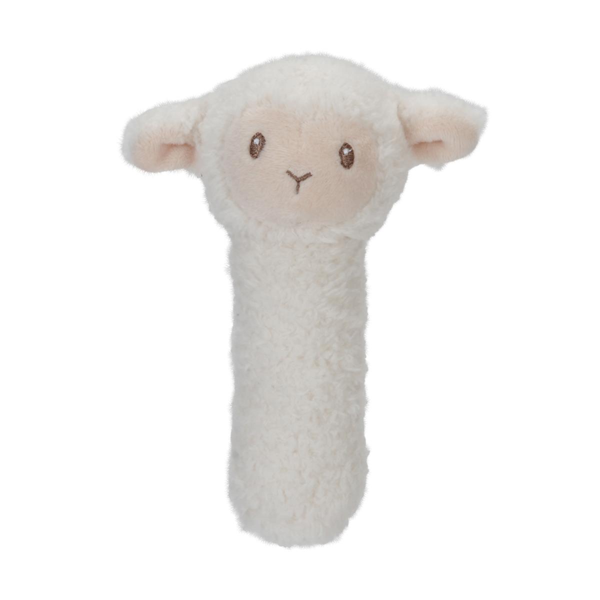Hochet peluche blanc, marron, LITTLE DUTCH