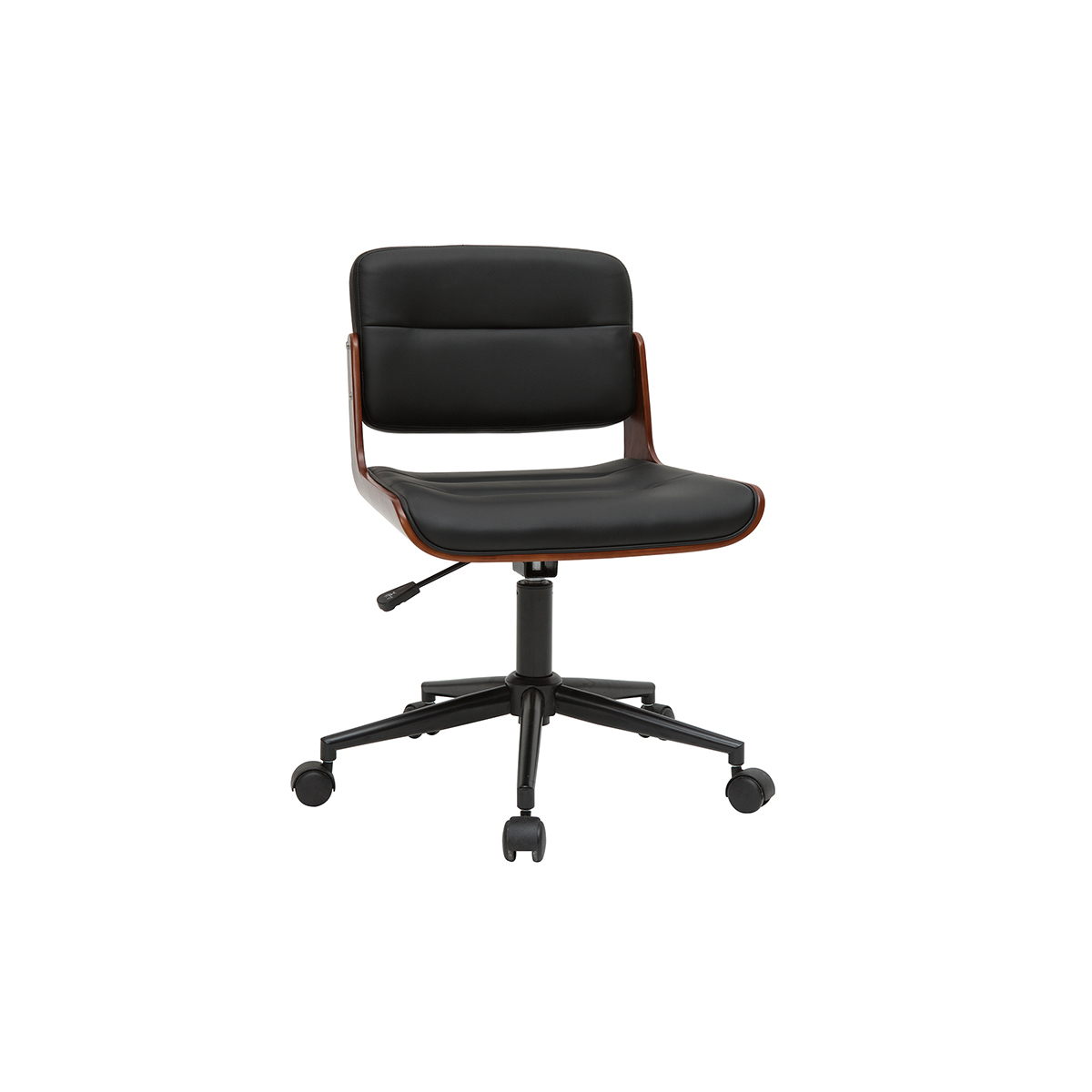 Chaise de bureau à roulettes design ARAMON noyer / noir, MILIBOO