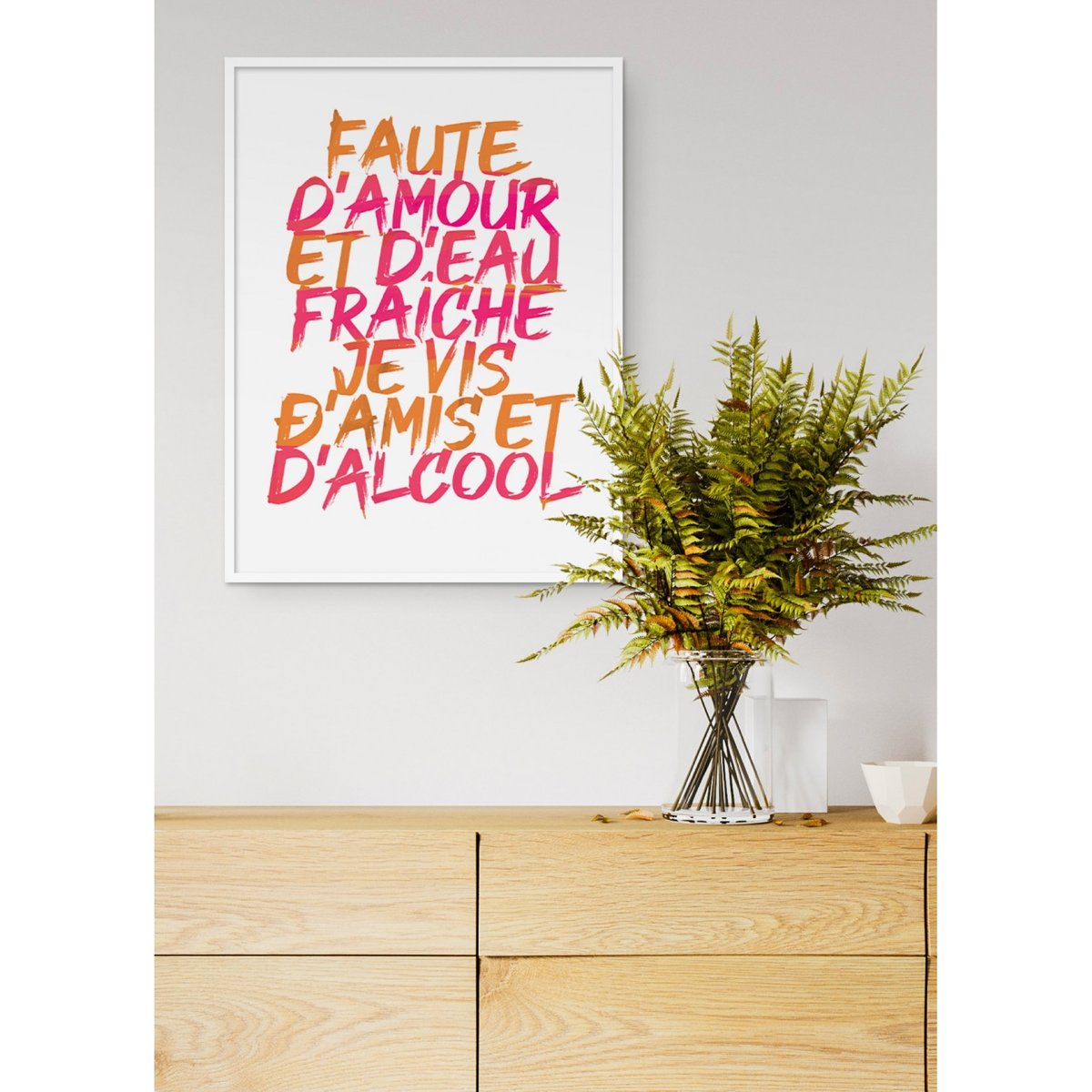 Affiche 'Faute d'amour et d'eau fraiche' blanc, L'AFFICHERIE